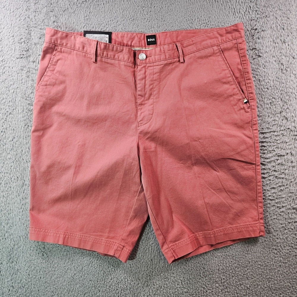 New Boss Hugo Boss Slice Shorts Mens 38R UK 54 Inseam 10.5" Slim Fit Salmon Pink
